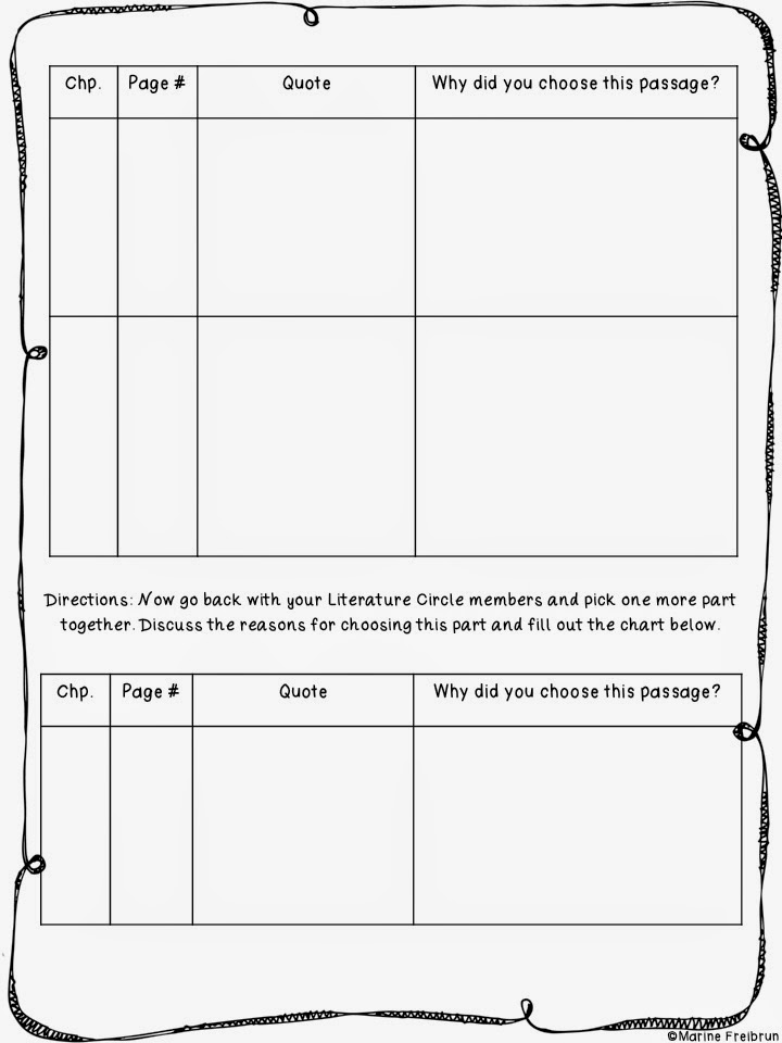 Literature Circle Printables Tales From a Very Busy Teacher