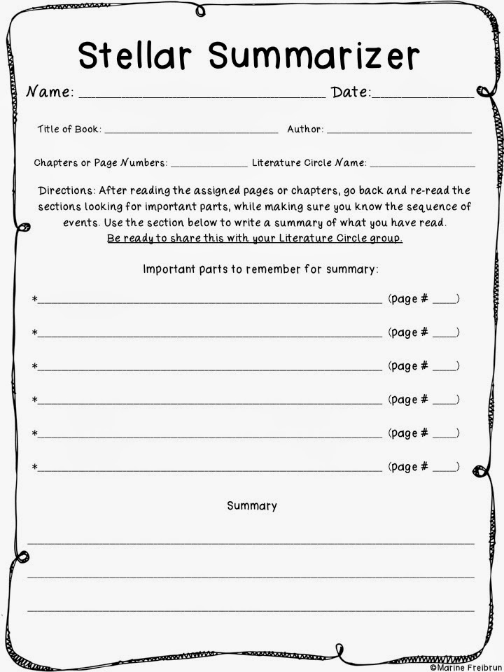 Literature Circle Printables Tales From a Very Busy Teacher