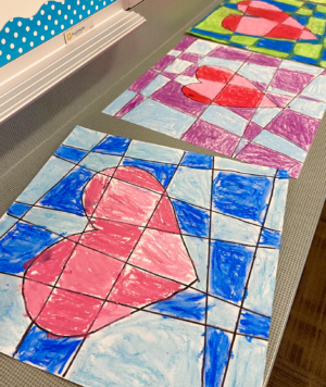 valentine's day art projects completed by students