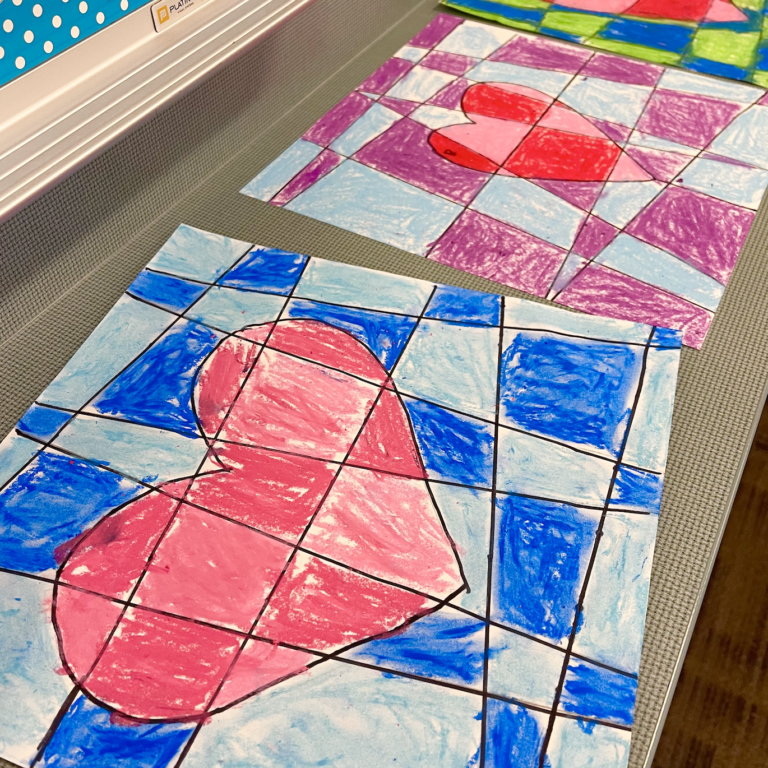 valentine's day art projects completed by students