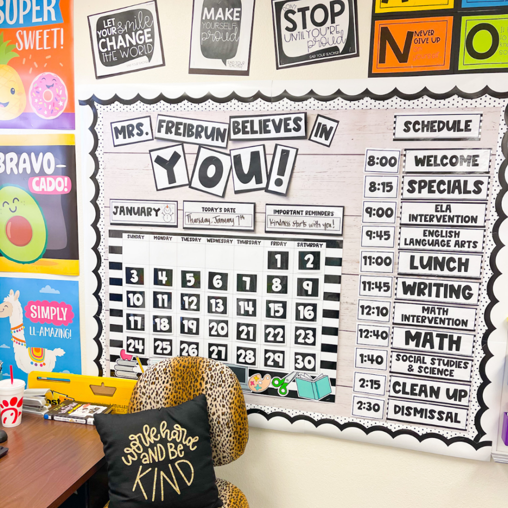 show the schedule and calendar to promote teacher clarity