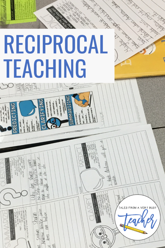 reciprocal teaching resources in action with the heading "reciprocal teaching"